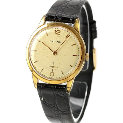 中古 モバード MOVADO Cal.125 スモールセコンド 1950年頃 ヴィンテージ Cal.125 アナログ 腕時計 ブランド メンズ シャンパンゴールド ブラック UW-OTH-00072