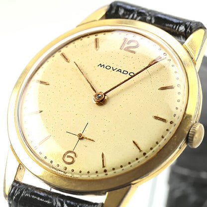 中古 モバード MOVADO Cal.125 スモールセコンド 1950年頃 ヴィンテージ Cal.125 アナログ 腕時計 ブランド メンズ シャンパンゴールド ブラック UW-OTH-00072