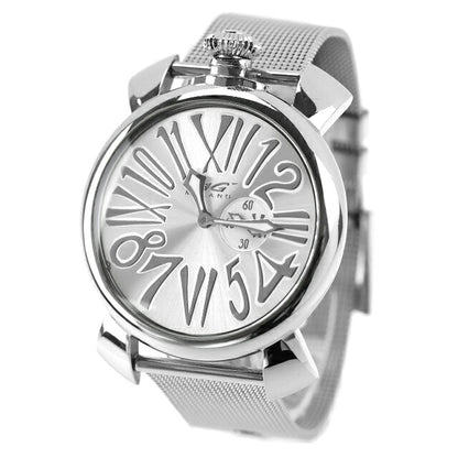 中古 ガガミラノ GaGa MILANO マヌアーレ スリム 46mm クオーツ ミラネーゼブレス 5080 アナログ 腕時計 ブランド メンズ シルバー UW-OTH-00075