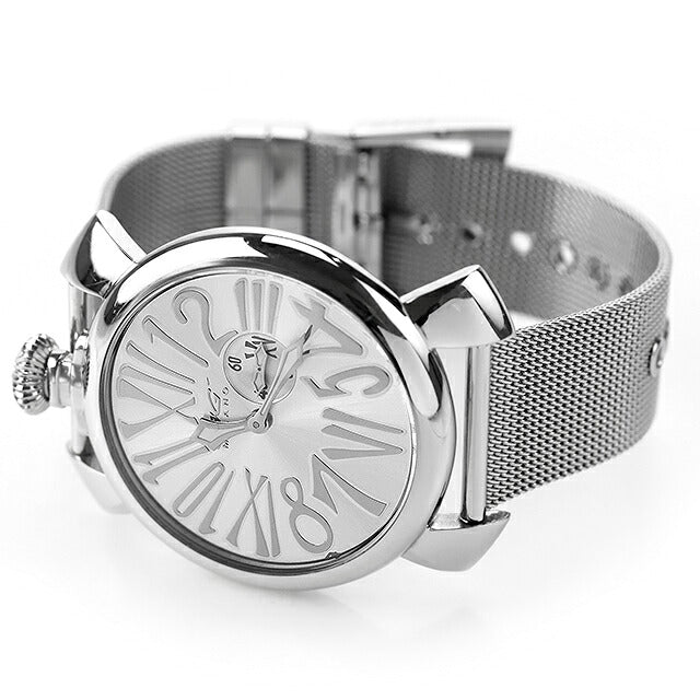 中古 ガガミラノ GaGa MILANO マヌアーレ スリム 46mm クオーツ ミラネーゼブレス 5080 アナログ 腕時計 ブランド メンズ シルバー UW-OTH-00075