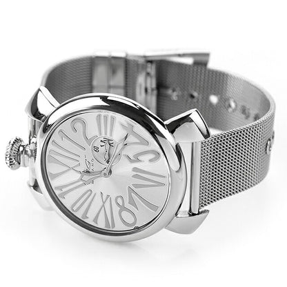 中古 ガガミラノ GaGa MILANO マヌアーレ スリム 46mm クオーツ ミラネーゼブレス 5080 アナログ 腕時計 ブランド メンズ シルバー UW-OTH-00075
