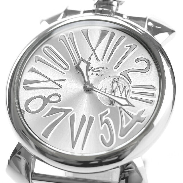 中古 ガガミラノ GaGa MILANO マヌアーレ スリム 46mm クオーツ ミラネーゼブレス 5080 アナログ 腕時計 ブランド メンズ シルバー UW-OTH-00075