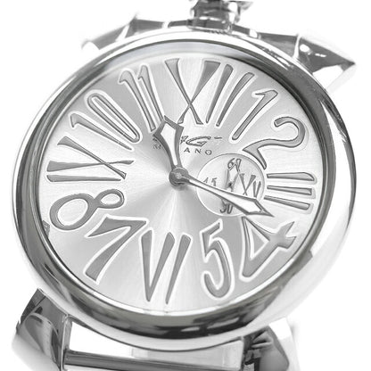 中古 ガガミラノ GaGa MILANO マヌアーレ スリム 46mm クオーツ ミラネーゼブレス 5080 アナログ 腕時計 ブランド メンズ シルバー UW-OTH-00075