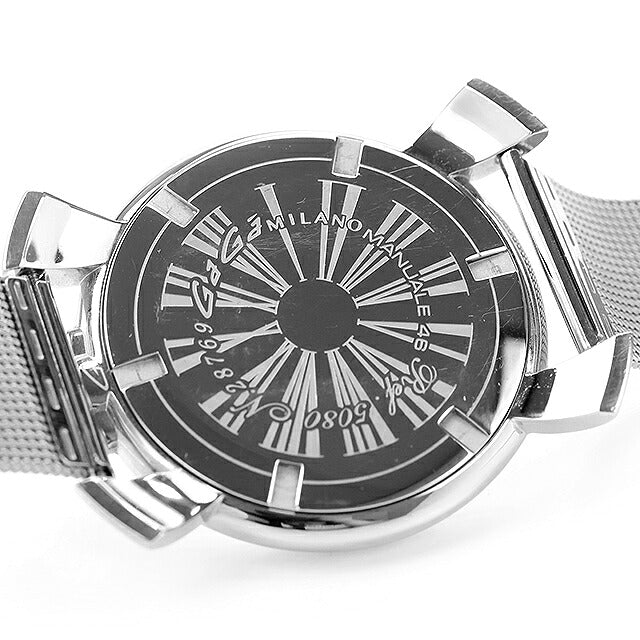 中古 ガガミラノ GaGa MILANO マヌアーレ スリム 46mm クオーツ ミラネーゼブレス 5080 アナログ 腕時計 ブランド メンズ シルバー UW-OTH-00075