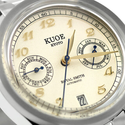 中古 美品 クオ KUOE ROYAL SMITH 90-010 自動巻き アイボリー×シボ加工ダイヤル rs90010-iv-grainy アナログ 腕時計 ブランド メンズ アイボリー UW-OTH-00076
