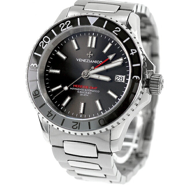 中古 美品 ヴェネチアニコ Venezianico NEREIDE GMT 39mm 自動巻き TMI NH34A 3521501C アナログ 腕時計 ブランド メンズ グレー UW-OTH-00079