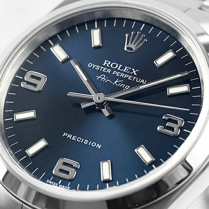 中古 美品 ロレックス ROLEX エアキング 369 アラビア Aシリアル A番 1998年 1999年 アナログ 腕時計 ブランド メンズ ネイビー UW-RX-AK-00001