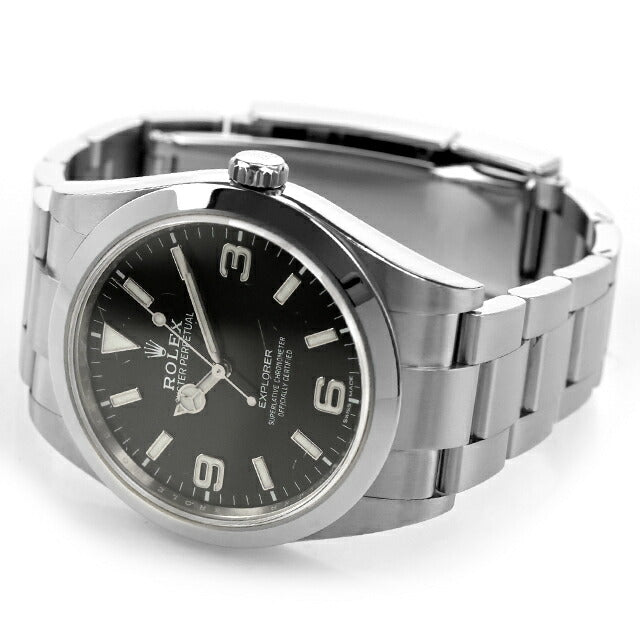 中古 仕上げ済 美品 ロレックス ROLEX エクスプローラー 1 39mm 後期型 エクワン 214270 214270 アナログ 腕時計 ブランド メンズ ブラック UW-RX-EX-00001