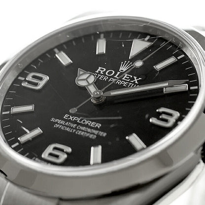 中古 仕上げ済 美品 ロレックス ROLEX エクスプローラー 1 39mm 後期型 エクワン 214270 214270 アナログ 腕時計 ブランド メンズ ブラック UW-RX-EX-00001