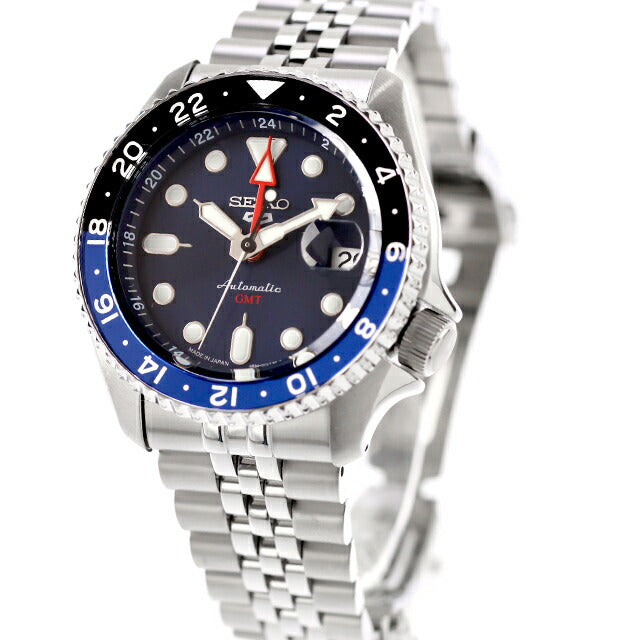 中古 美品 セイコー SEIKO 5 スポーツ ファイブ GMT SKX バットマン 青黒 SBSC003 多針アナログ 腕時計 ブランド メンズ ブルー UW-SJ-5S-00003