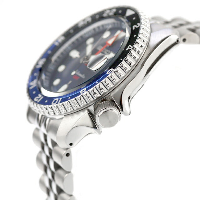 中古 美品 セイコー SEIKO 5 スポーツ ファイブ GMT SKX バットマン 青黒 SBSC003 多針アナログ 腕時計 ブランド メンズ ブルー UW-SJ-5S-00003