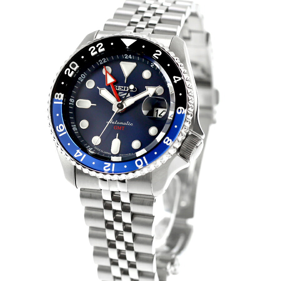 中古 美品 セイコー SEIKO 5 スポーツ ファイブ GMT SKX バットマン 青黒 SBSC003 多針アナログ 腕時計 ブランド メンズ ブルー UW-SJ-5S-00008