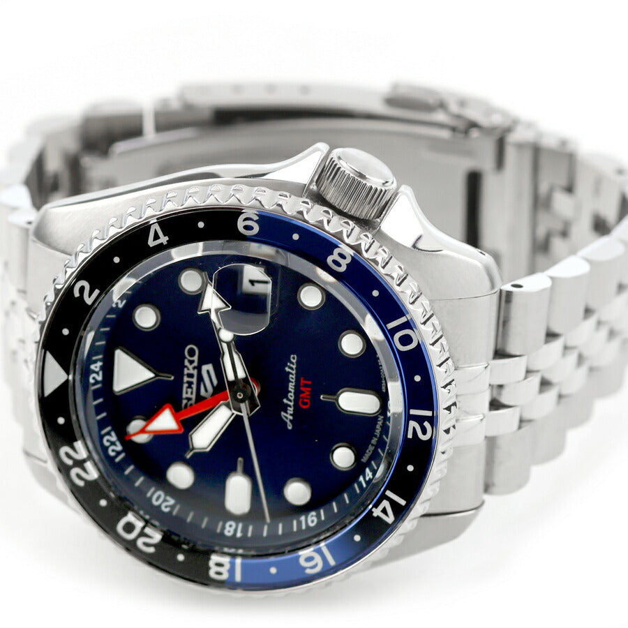 中古 美品 セイコー SEIKO 5 スポーツ ファイブ GMT SKX バットマン 青黒 SBSC003 多針アナログ 腕時計 ブランド メンズ ブルー UW-SJ-5S-00008