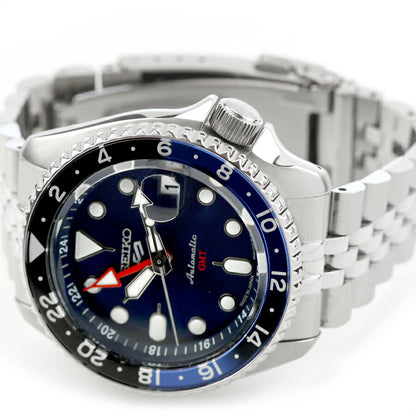 中古 美品 セイコー SEIKO 5 スポーツ ファイブ GMT SKX バットマン 青黒 SBSC003 多針アナログ 腕時計 ブランド メンズ ブルー UW-SJ-5S-00008