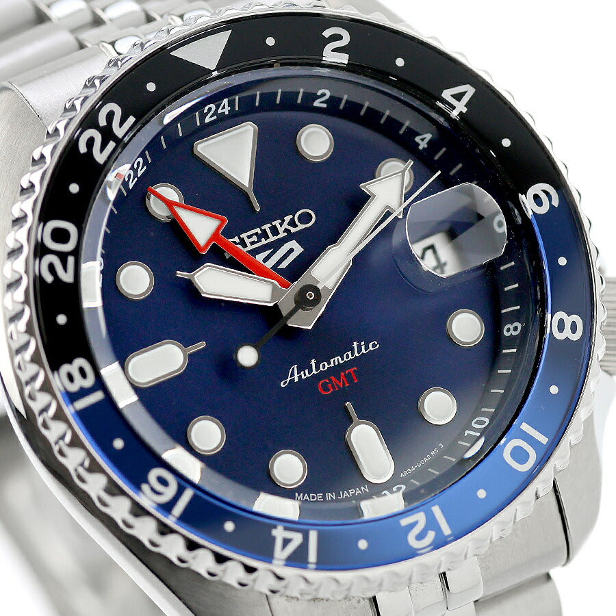中古 美品 セイコー SEIKO 5 スポーツ ファイブ GMT SKX バットマン 青黒 SBSC003 多針アナログ 腕時計 ブランド メンズ ブルー UW-SJ-5S-00008