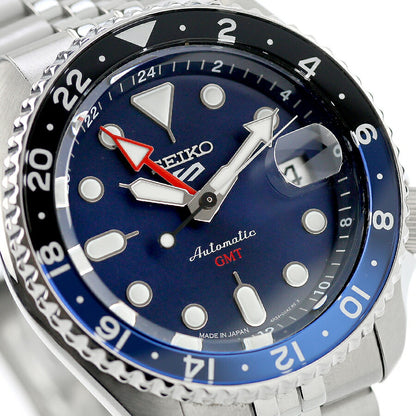 中古 美品 セイコー SEIKO 5 スポーツ ファイブ GMT SKX バットマン 青黒 SBSC003 多針アナログ 腕時計 ブランド メンズ ブルー UW-SJ-5S-00008