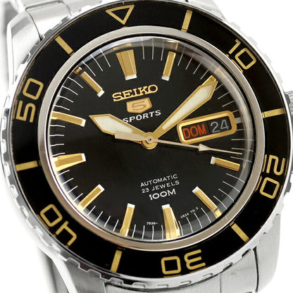 中古 セイコー SEIKO 5スポーツ 逆輸入モデル デイデイト ファイブ SNZH 7S36-04N0 アナログ 腕時計 ブランド メンズ ブラック UW-SJ-5S-00016