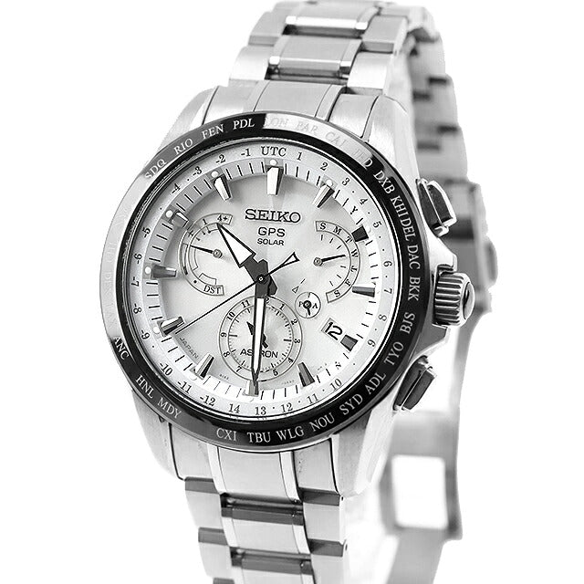 中古 セイコー SEIKO アストロン GPSソーラー 8X53-0AB0 デュアルタイム チタン セラミック SBXB047 アナログ 腕時計 ブランド メンズ ホワイト UW-SJ-AS-00021