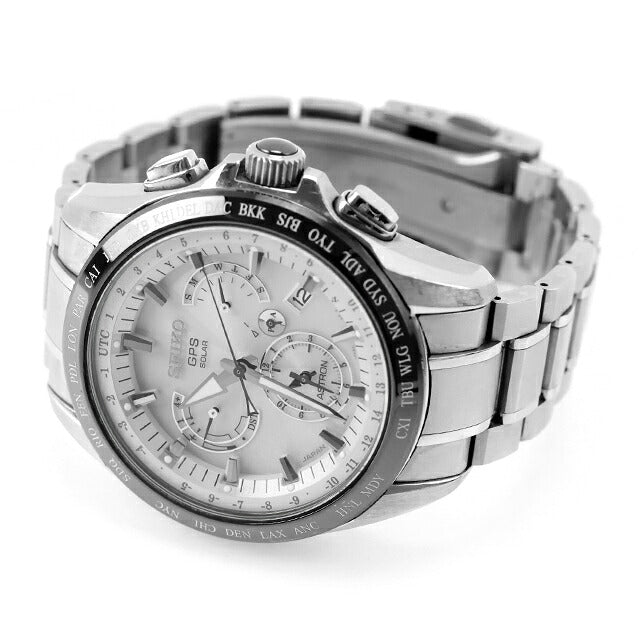 中古 セイコー SEIKO アストロン GPSソーラー 8X53-0AB0 デュアルタイム チタン セラミック SBXB047 アナログ 腕時計 ブランド メンズ ホワイト UW-SJ-AS-00021