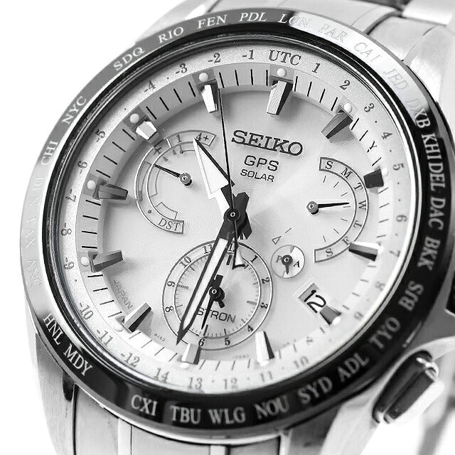 中古 セイコー SEIKO アストロン GPSソーラー 8X53-0AB0 デュアルタイム チタン セラミック SBXB047 アナログ 腕時計 ブランド メンズ ホワイト UW-SJ-AS-00021