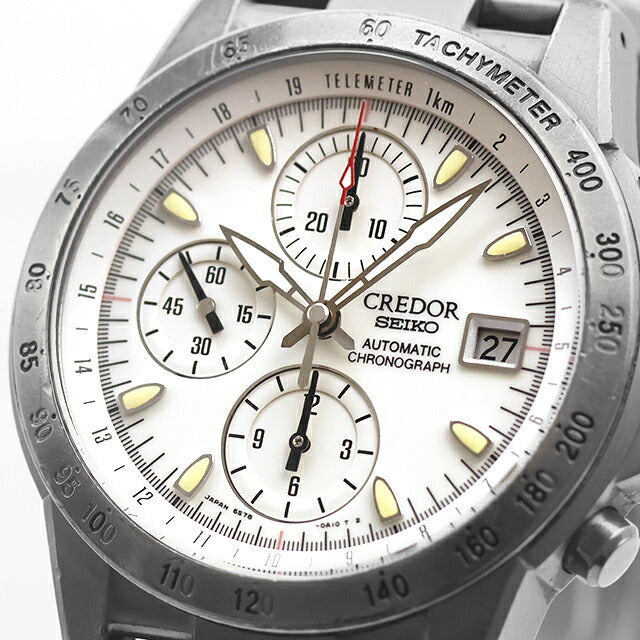 中古 セイコー SEIKO クレドール フェニックス 6Sメカニカル クロノグラフ チタン 6S78-0A20 アナログ 腕時計 ブランド メンズ アイボリー UW-SJ-CR-00003
