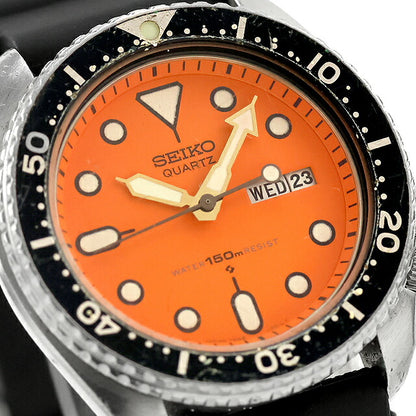 中古 セイコー SEIKO ダイバーズウォッチ 150m オレンジ 7548 オールドクオーツ 1982年2月製造 7548-700C アナログ 腕時計 ブランド メンズ UW-SJ-DV-00004