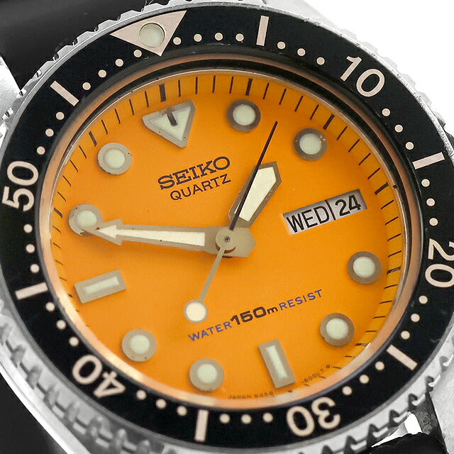 中古 セイコー SEIKO ダイバー 150m ボーイズ ダイバーズウォッチ 6458 オレンジ 1981年10月製造 6458-600A アナログ 腕時計 ブランド メンズ UW-SJ-DV-00008