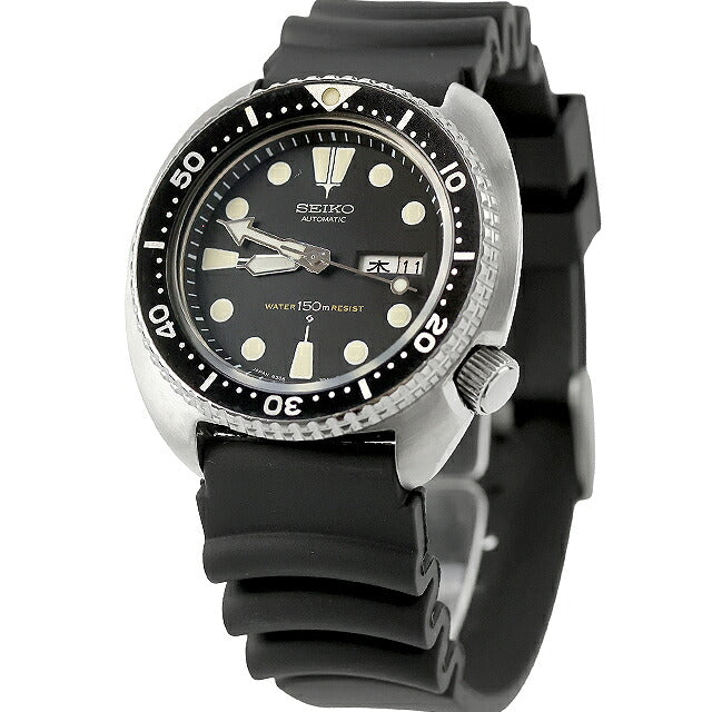 中古 セイコー SEIKO 150mダイバー サードダイバー タートル デイデイト 1977年製 6306-7001 アナログ 腕時計 ブランド メンズ ブラック UW-SJ-DV-00010