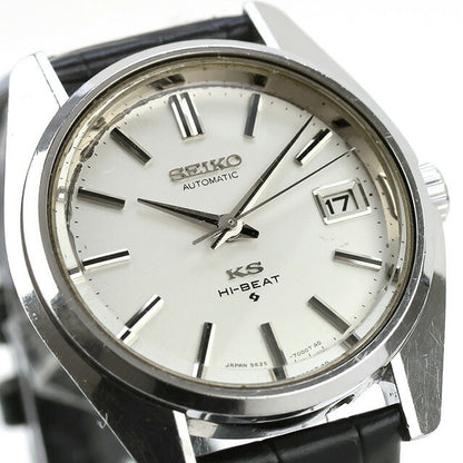 中古 セイコー SEIKO キングセイコー 56KS ハイビート 1969年製 ワンピースケース アナログ 腕時計 ブランド メンズ シルバー ブラック UW-SJ-KS-00008