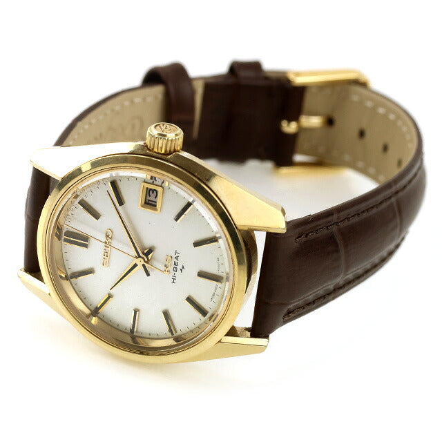 中古 セイコー SEIKO キングセイコー 45KS デイト 1972年製 10振動 アナログ 腕時計 ブランド メンズ シルバー ブラウン UW-SJ-KS-00009