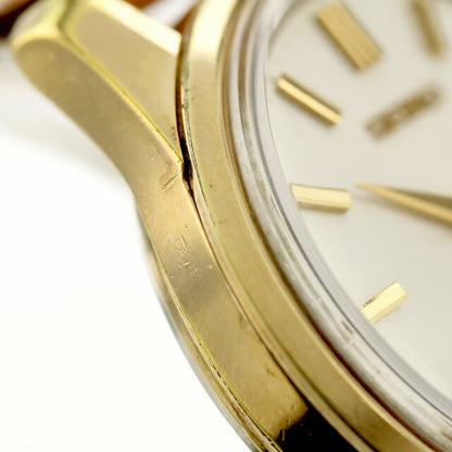 中古 セイコー SEIKO キングセイコー 44KS デイト 手巻き 1967年製 アナログ 腕時計 ブランド メンズ ホワイト キャメル UW-SJ-KS-00012