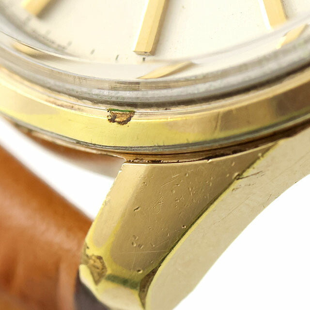 中古 セイコー SEIKO キングセイコー 44KS デイト 手巻き 1967年製 アナログ 腕時計 ブランド メンズ ホワイト キャメル UW-SJ-KS-00012