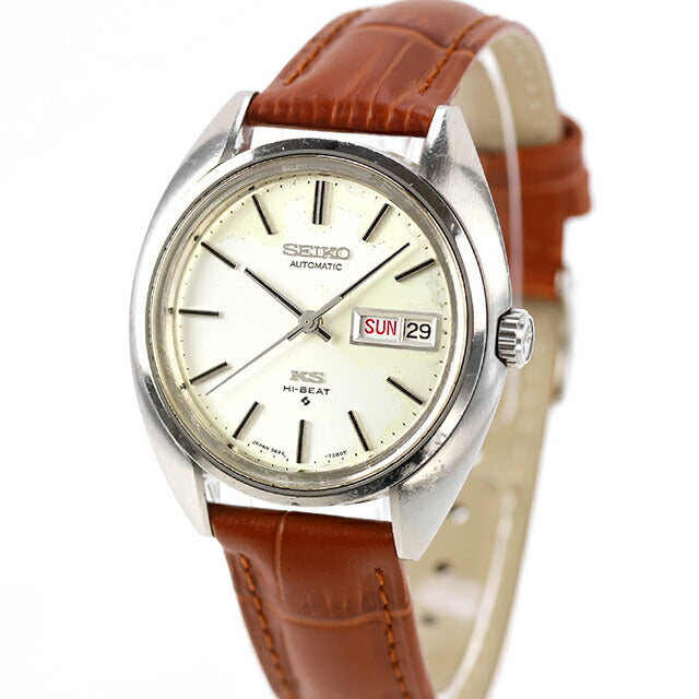 中古 セイコー SEIKO キングセイコー 56KS ハイビート デイデイト 1970年製 アナログ 腕時計 ブランド メンズ シルバー ブラウン UW-SJ-KS-00015