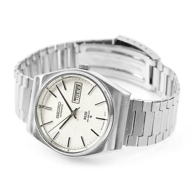 Used Overhauled Seiko SEIKO King Seiko Day Date Tonneau Case Satin Dial Made in 1975 Analog Watch Brand Men&