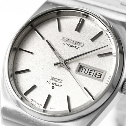 Used Overhauled Seiko SEIKO King Seiko Day Date Tonneau Case Satin Dial Made in 1975 Analog Watch Brand Men&