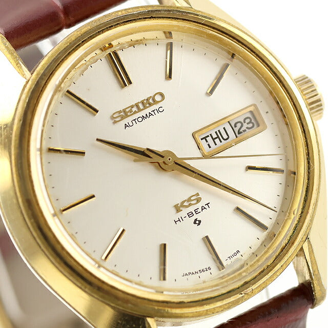 中古 セイコー SEIKO キングセイコー 56KS ハイビート デイデイト 1974年製 5626-7113 アナログ 腕時計 ブランド メンズ ホワイト レッド UW-SJ-KS-00025
