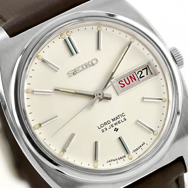 中古 セイコー SEIKO ロードマチック LM デイデイト 日付曜日 オーバルケース 初期モデル 1968年4月製造 5606-7050 アナログ 腕時計 メンズ UW-SJ-LM-00001