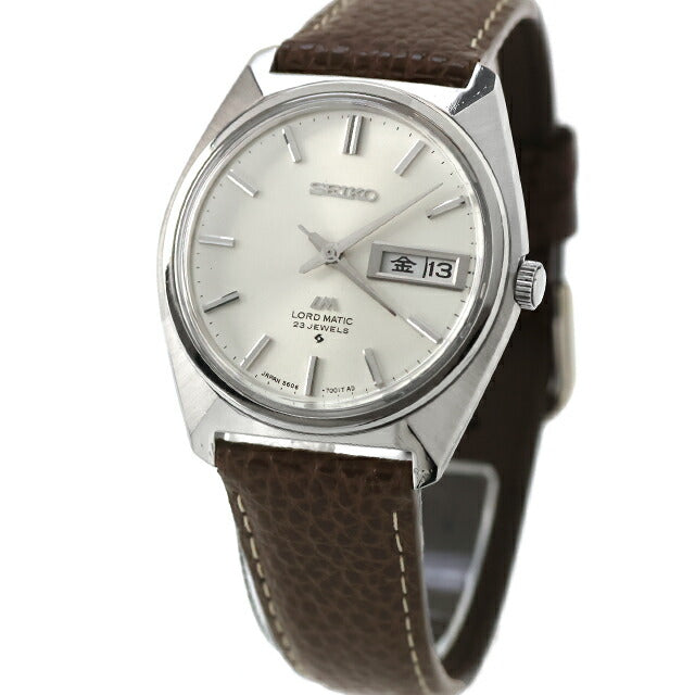 中古 セイコー SEIKO ロードマチック LM デイデイト 日付曜日 1969年7月製造 5606-7000 アナログ 腕時計 ブランド メンズ シルバー ブラウン UW-SJ-LM-00005