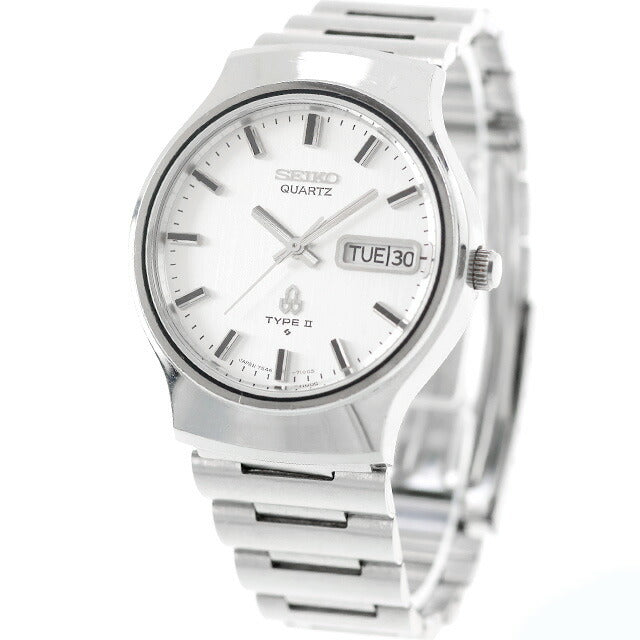 中古 セイコー SEIKO TYPE2 デイデイト タイプツー オールドクオーツ ビンテージ 7546-8070 アナログ 腕時計 ブランド メンズ シルバー UW-SJ-OT-00035