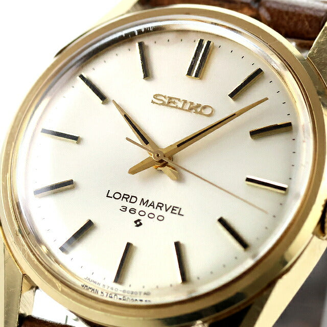 中古 ベルト新品 セイコー SEIKO ロードマーベル 36000 手巻き ハイビート 金色 バーインデックス 1969年製 5740-8000 腕時計 メンズ UW-SJ-OT-00038