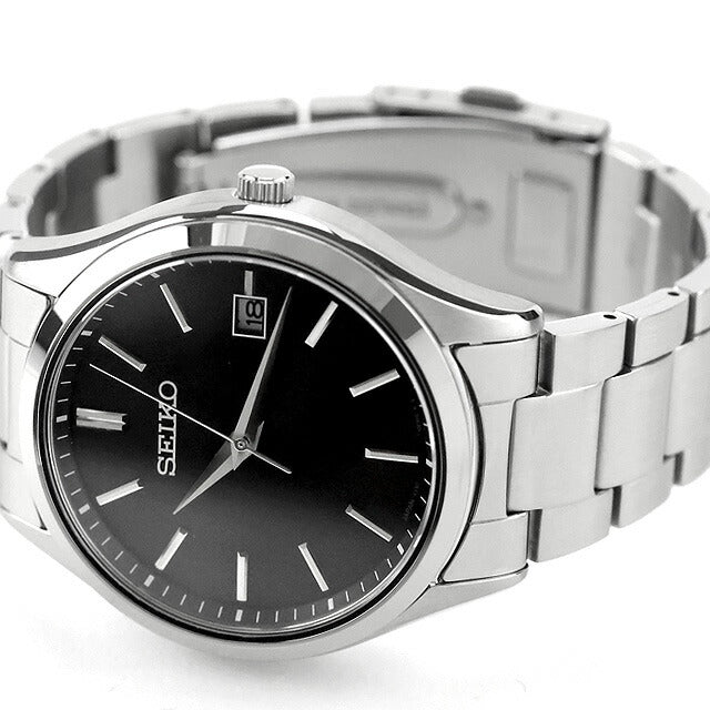 中古 美品 セイコー SEIKO セイコーセレクション Sシリーズ ソーラー シンプル SBPX147 アナログ 腕時計 ブランド メンズ ブラック 黒 UW-SJ-OT-00040