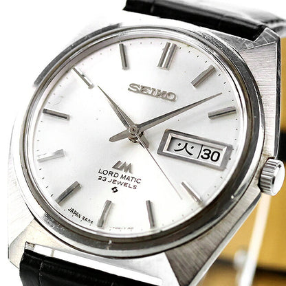 中古 セイコー SEIKO ロードマチック ヴィンテージ ベルト新品 デイデイト 5606-7000 アナログ 腕時計 ブランド メンズ シルバー ブラック UW-SJ-OT-00041