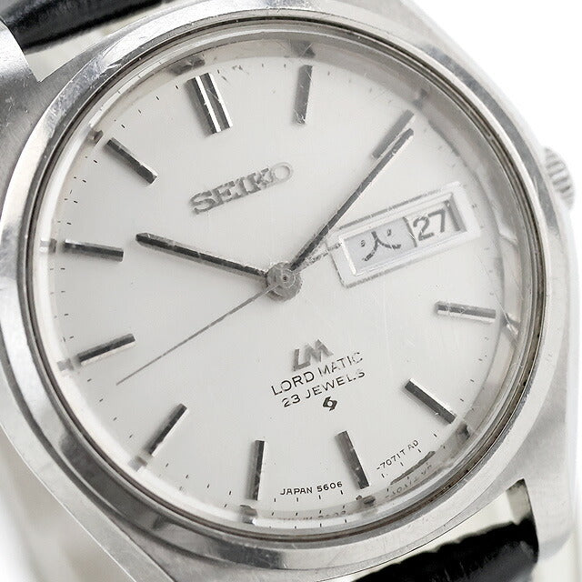 中古 セイコー SEIKO ロードマチック LM デイデイト クイックチェンジ不可 5606-7070 アナログ 腕時計 ブランド メンズ ホワイト ブラック UW-SJ-OT-00046