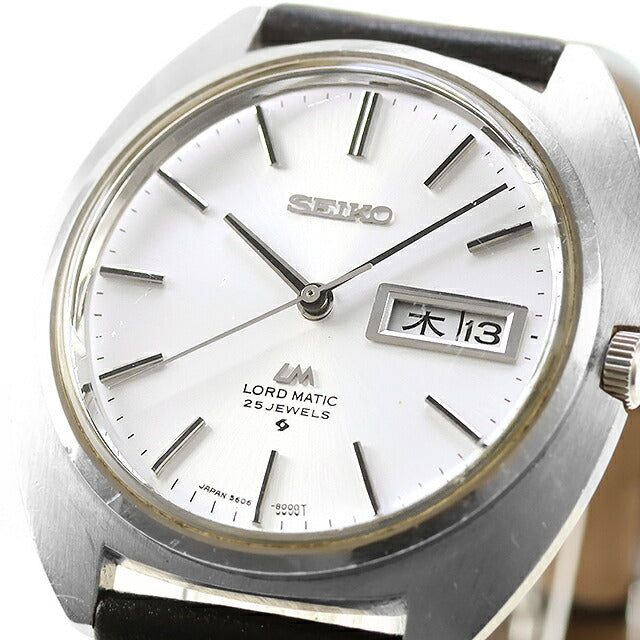 中古 セイコー SEIKO ロードマチック LM デイデイト トノー Cライン 5606-8000 アナログ 腕時計 ブランド メンズ シルバー ブラック UW-SJ-OT-00047