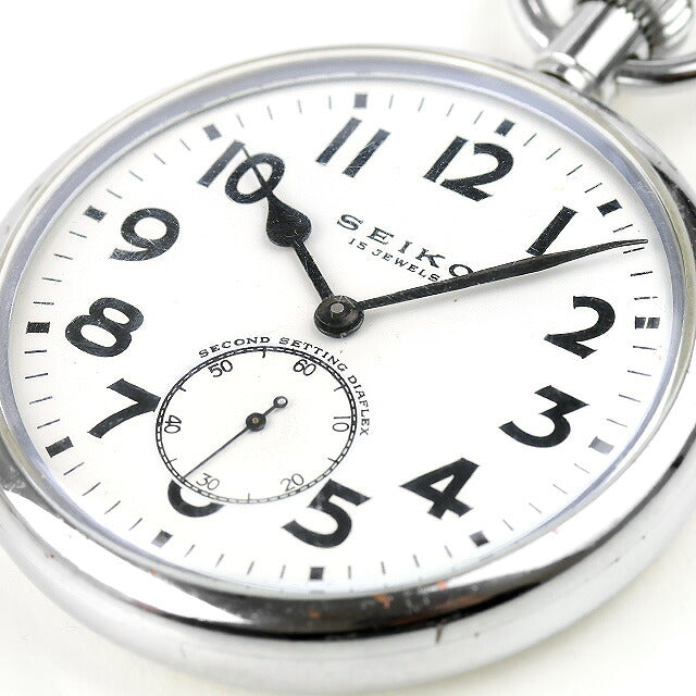 中古 セイコー SEIKO 24型 手巻き 懐中時計 ケース付き レールウォッチ 鉄道 アナログ 腕時計 ブランド メンズ ホワイト UW-SJ-OT-00069