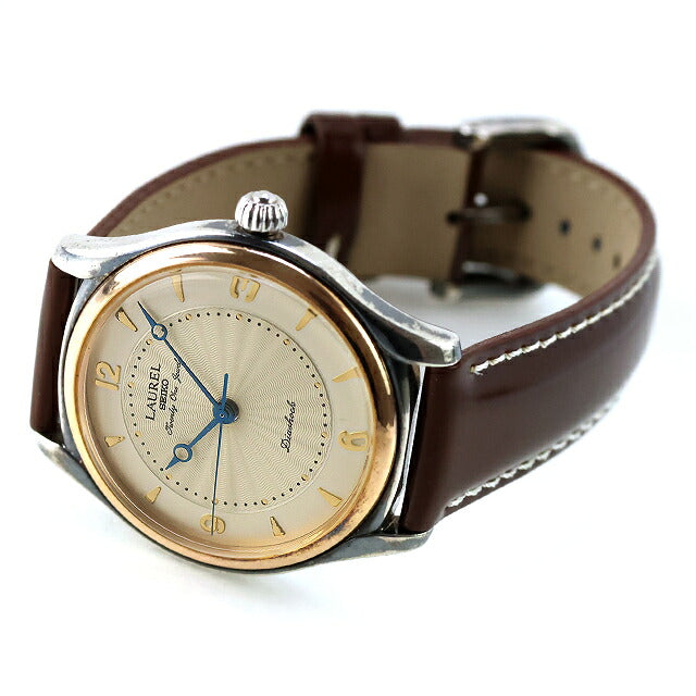 中古 OH済 セイコー SEIKO ローレル 復刻 手巻き 4S24-0030 K18PGベゼル SV925 スターリング 銀無垢 1995年10月製 4S24-0030 アナログ 腕時計 ブランド メンズ UW-SJ-OT-00086