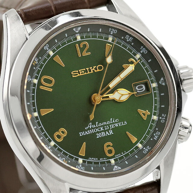 中古 セイコー SEIKO アルピニスト 6R15 簡易方位計 グリーン ベルト新品交換済 SARB017 アナログ 腕時計 ブランド メンズ UW-SJ-PX-00059