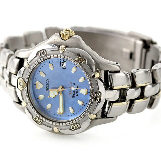 中古 セイコー SEIKO スキューバ 200M チタン ダイバーズ シェルダイヤル MOP 7N35-6120 1998年9月製 7N35-6120 アナログ 腕時計 ブランド メンズ ブルー UW-SJ-PX-00081
