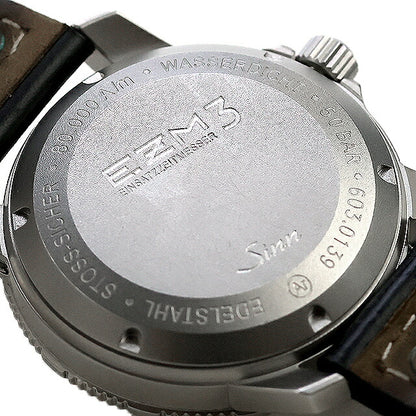 中古 OH済 ジン SINN 603 EZM-3 ドイツ警察特殊部隊 500m防水 ダイバーズ 左リューズ 社外革ベルト 603.EZM3 アナログ 腕時計 ブランド メンズ UW-SN-OT-00007