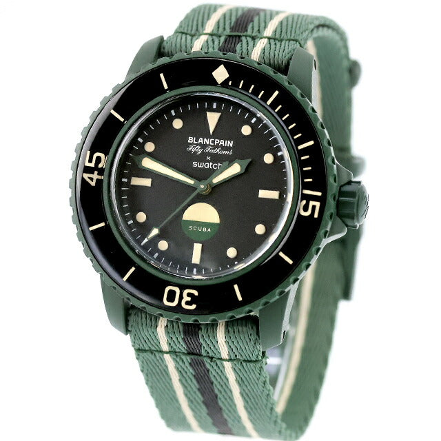 中古 超美品 スウォッチ SWATCH バイオセラミック スキューバ フィフティ ファゾムス グリーンアビス アナログ 腕時計 ブランド メンズ UW-SW-BP-00001